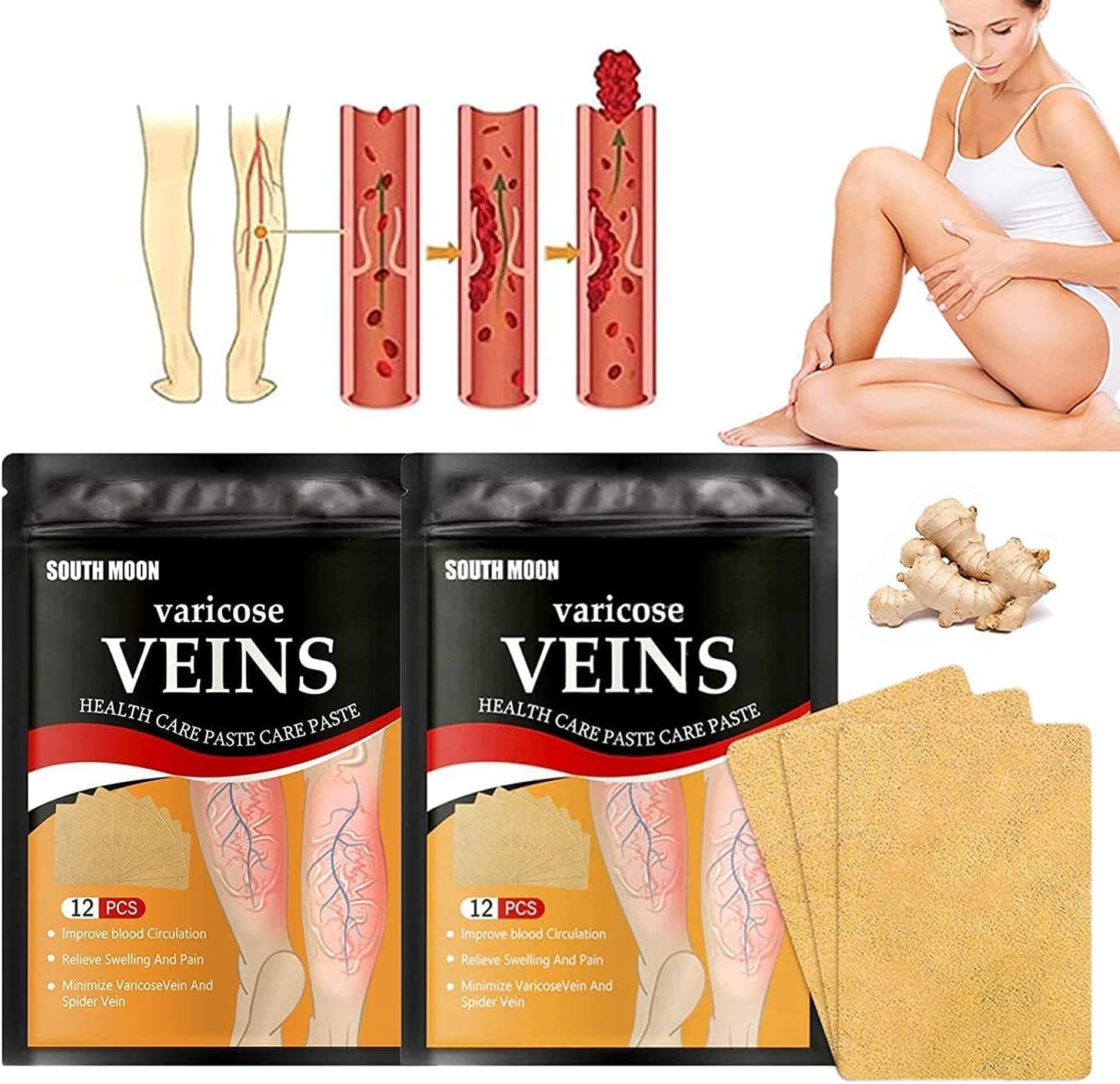 Varicose Veins Treatment - 24PCS Veinhealth Patches for Legs, Effective Spider Vein Removal