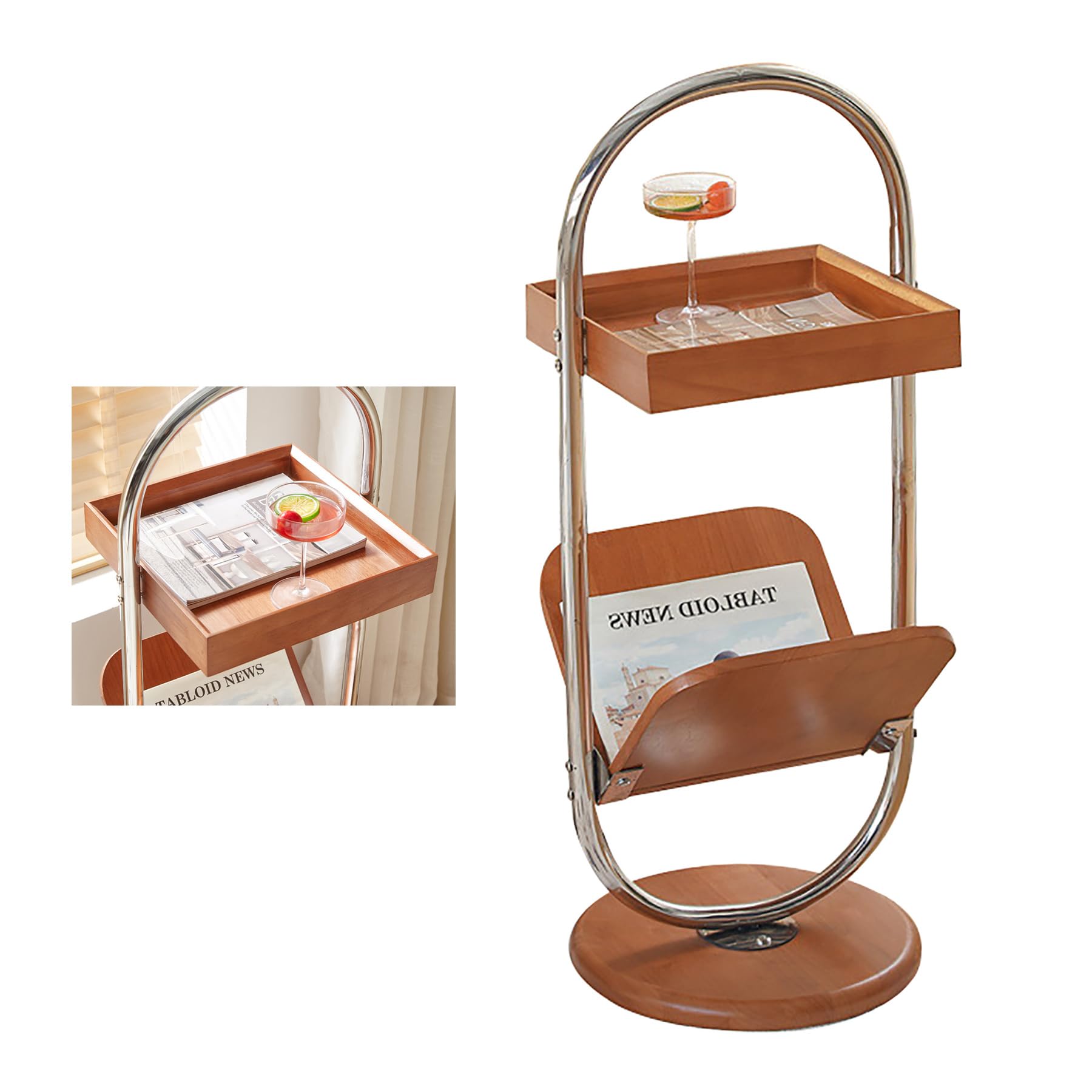 ZLGONRL Magazine Holder Side Table Wooden Side Table Coffee Table Bedside Table Living Room Small Bookshelf End Table Nightstand Tables