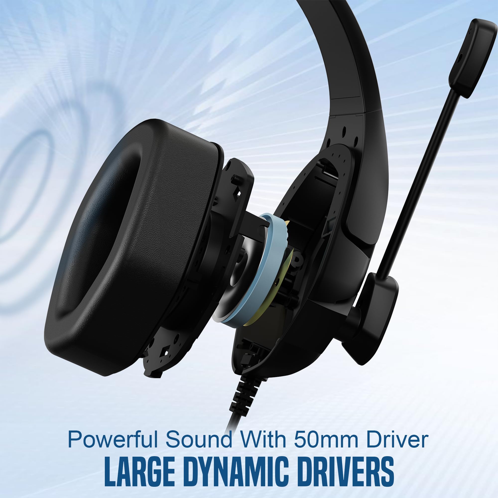 CLAW GH40 Casque de jeu filaire RVB avec pilotes de 50 mm, microphone à isolation sonore, prise audio 3,5 mm, câble tressé de 2 m, compatible avec PC, PS4, PS5, Xbox, ordinateurs portables et