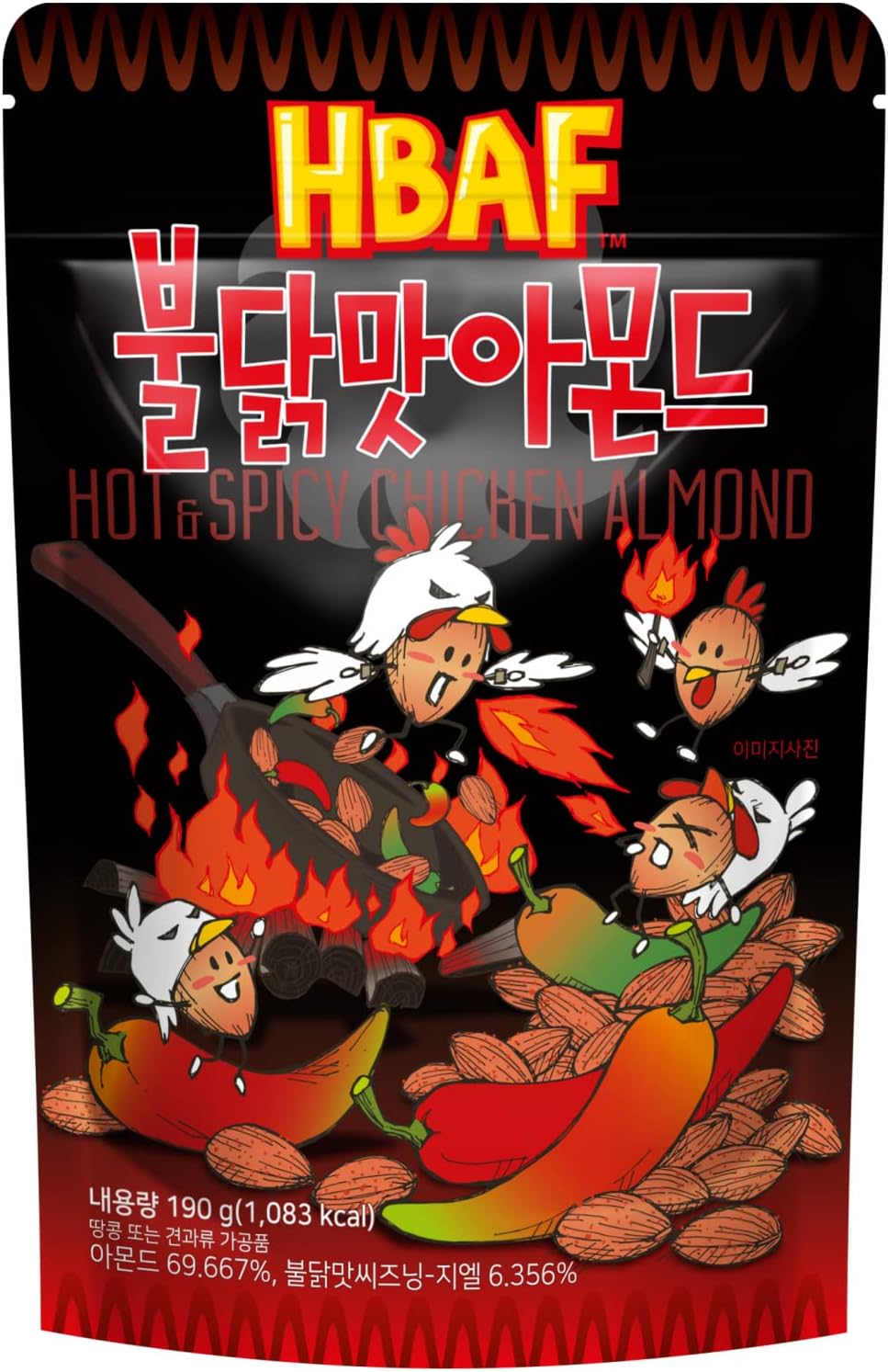 Gilim HBAF Korean Seasoned Almonds Hot & Spicy (1 x 210 gram pack)