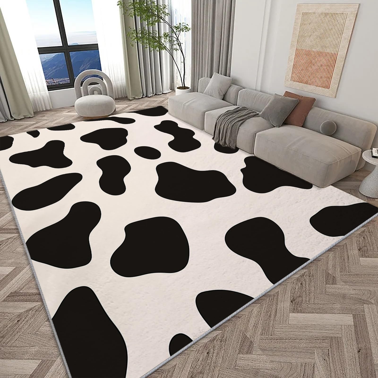 Tapis enfant antidérapant imprimé animal vache doux et résistant