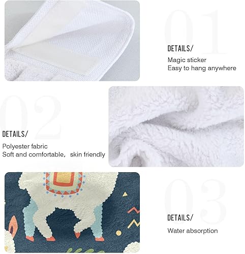Miniatura 5 de Juego de 2 toallas de mano de alpaca de llama, suaves, absorbentes, decorativas, para baño, secado rápido, toalla de microfibra para baño, granja,