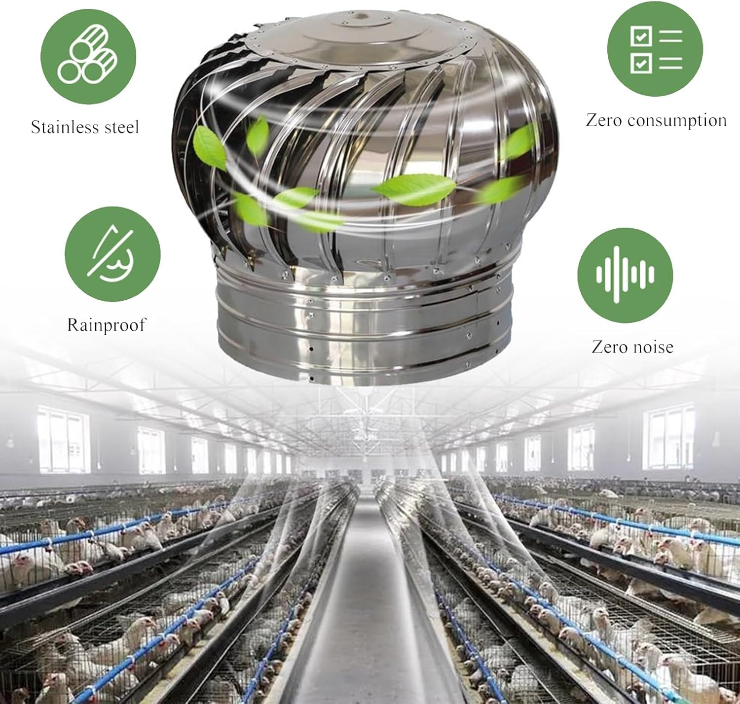 Rotating Chimney Cowl Cap Spinner,Ventilation Chimney Cowl,Roof Vents,Cowl Cap with Claw Base Energy Saving,Anti Downdraught Spinner Cowl,Protector Cap Air Vent Grille