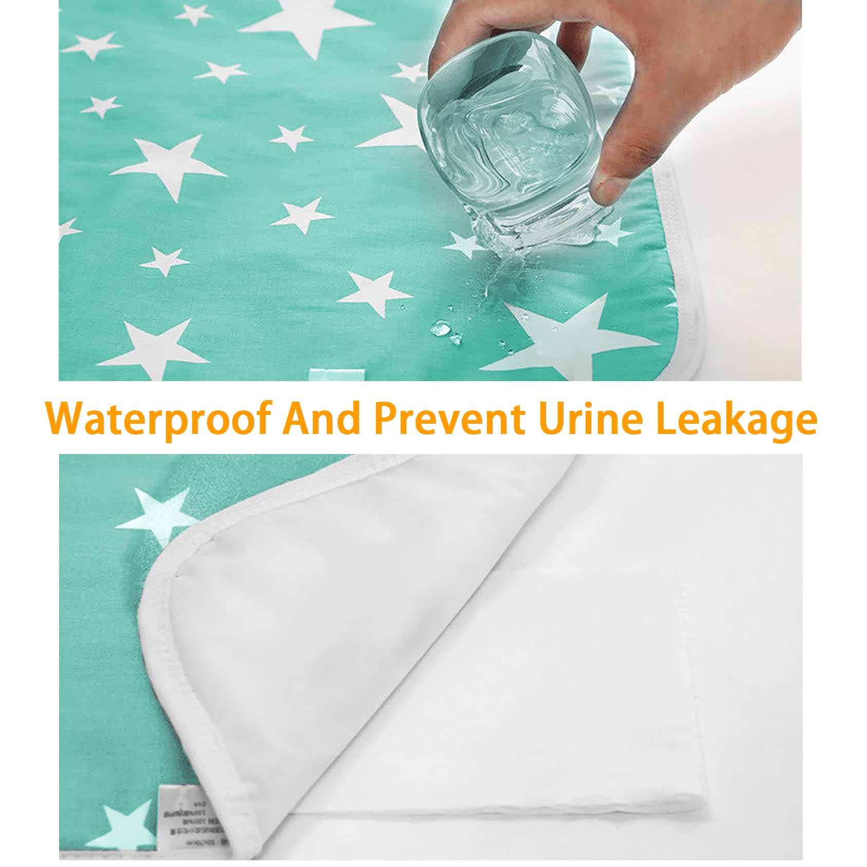Maveek Wickelunterlage, tragbar, wasserdicht, für Kleinkinder, Wickelunterlage, Premium-Wickelunterlage, Bettunterlage, Spielmatte, Grün, Weiß und Blau, 3 Stück