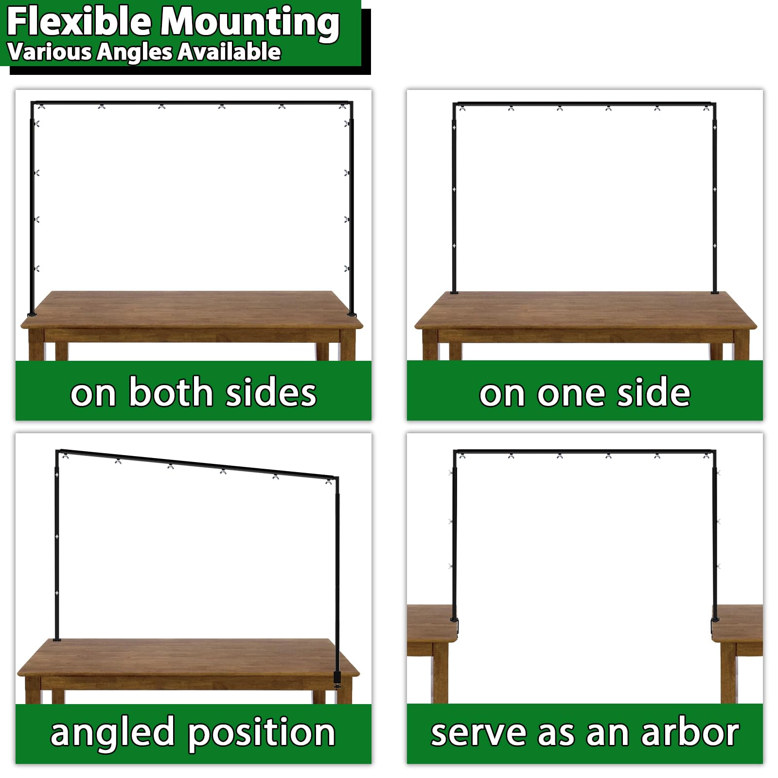 Supporto ad Arco da Tavolo Regolabile con Morsetti – Stand per Arco di Palloncini per Matrimonio, Compleanno e Decorazioni di Natale (Lunghezza 73-247cm, Altezza 68-105cm, Nero)