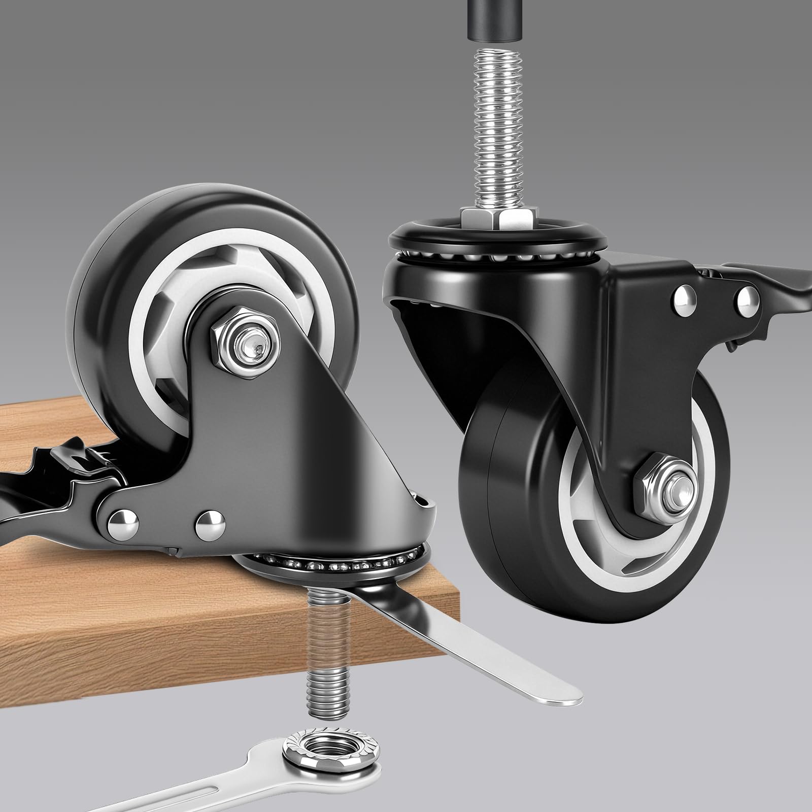 Heavy Duty Caster Wheels - Set of 4 -5
