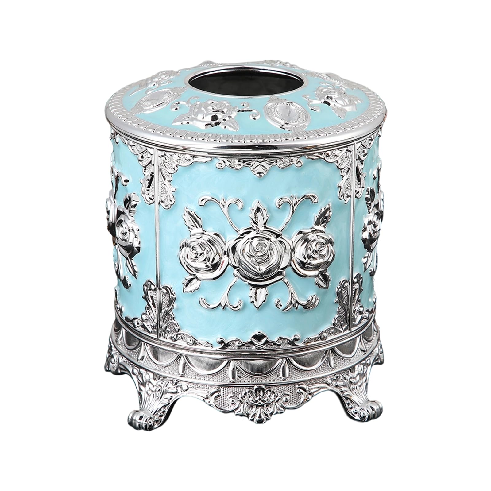 HZBB Decorative Enameled Rose Motifs Tissue Dispenser Organiser for Efficient Home Kitchen Bathroom Storage European Rose Tissue Holder