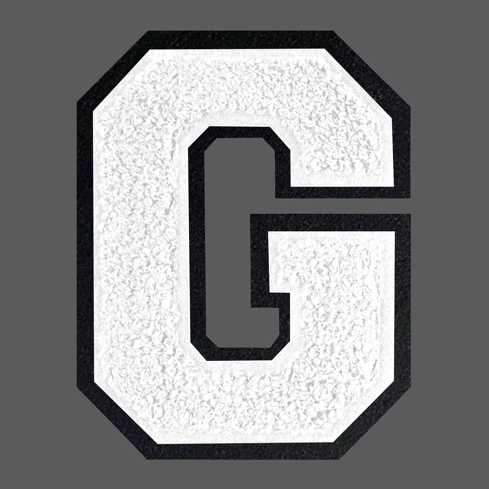 FANCIBAND 4.5 Inch Chenille Varsity Letter Patches White Iron On Letters Letterman Jacket Patches for Clothing Jacket Hoodie Varsity Bag G