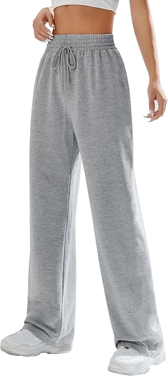 Kiench Teens Girls Straight Leg Sweatpants High Waisted Baggy Joggers Drawstring