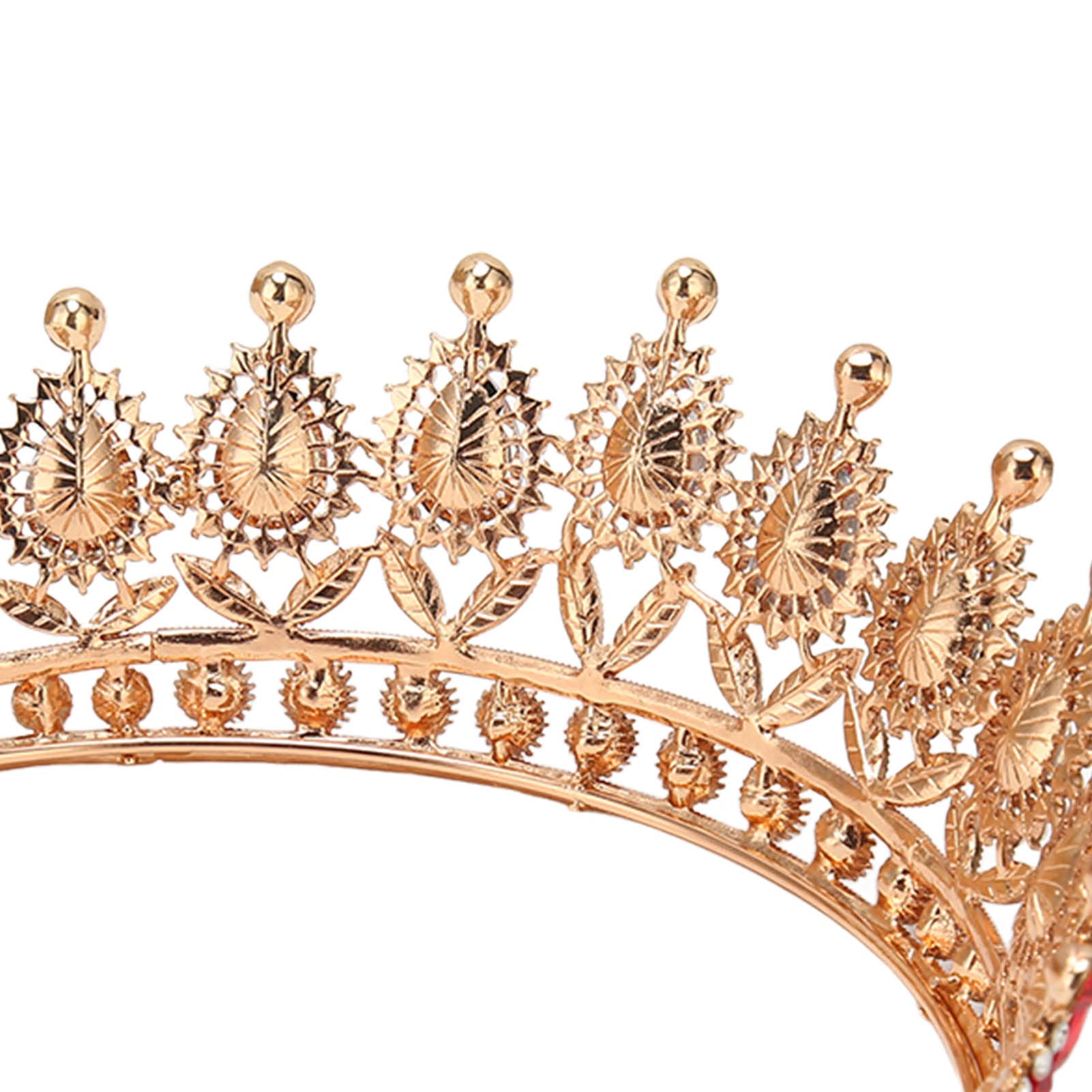 Vofler Queen Tiara, czerwona kryształowa korona dla panny młodej, ślubna ozdoba do włosów, bal absolwentów, bal kostiumowy, z grzebieniami, luksusowa