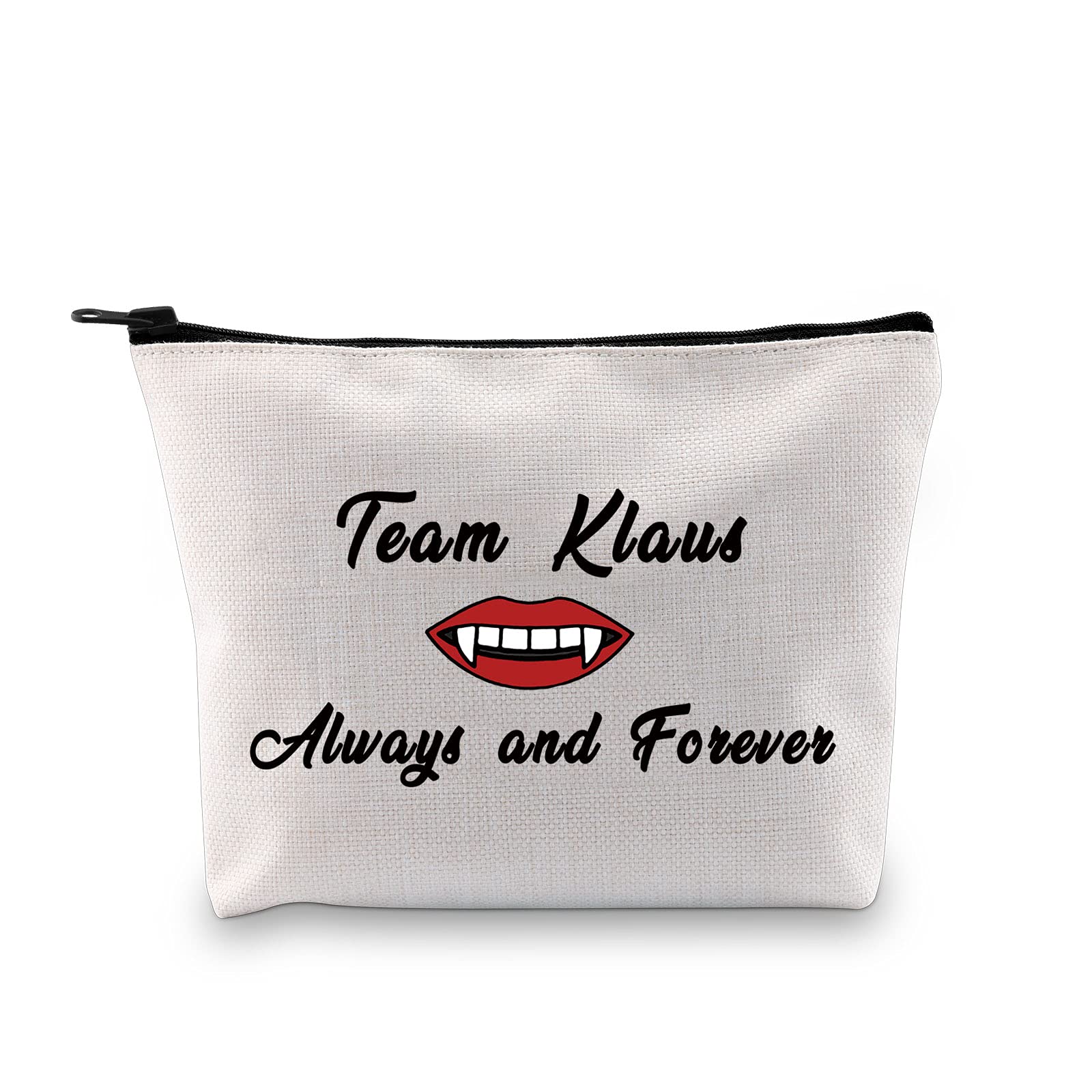 BLUPARKVampire Inspired Gift Team Klaus Elijah Rebekah Always and Forever Makeup Bag Gift for Women Fans, Team Klaus, Team Klaus