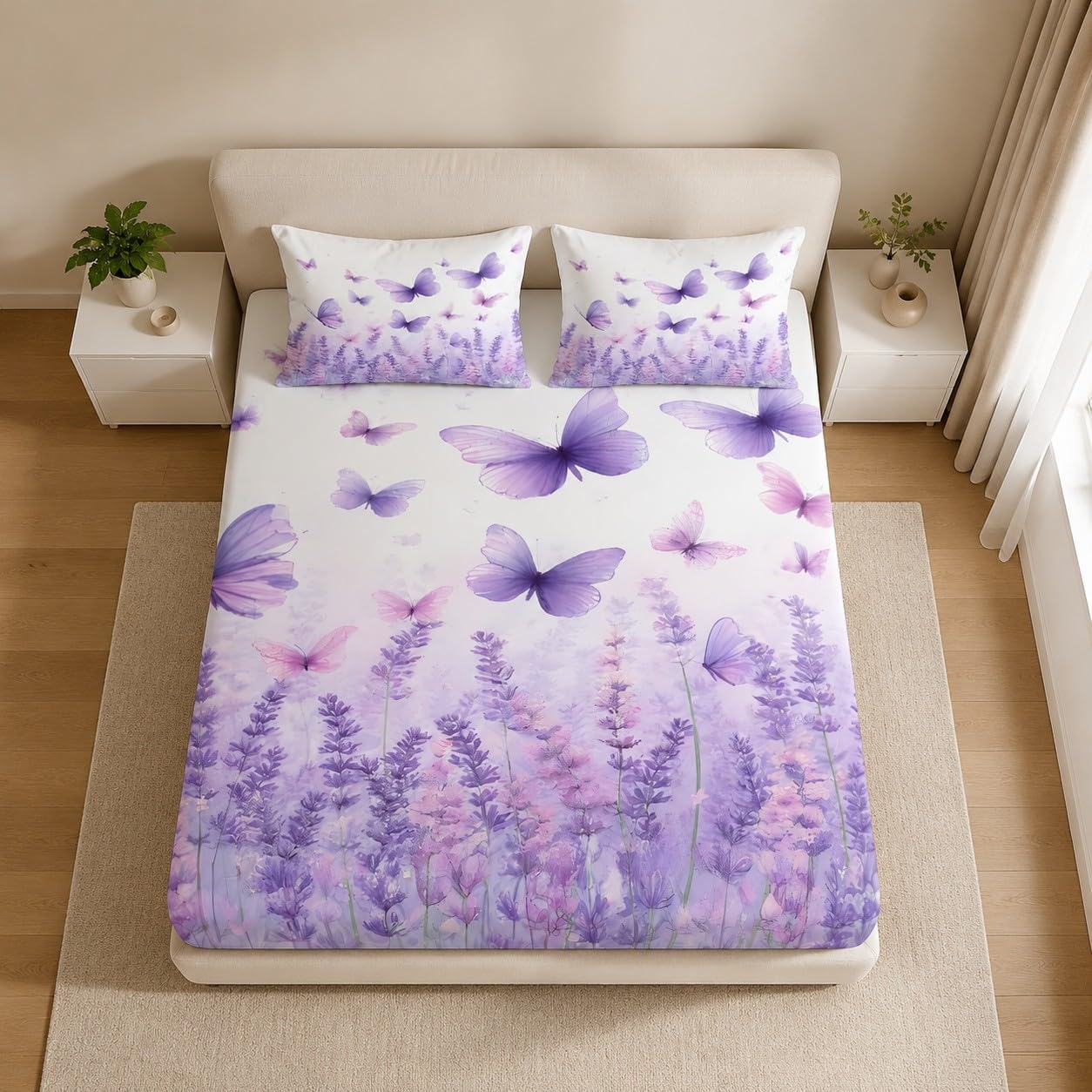 Lenzuolo con Angoli Matrimoniale Lavanda 200x200 cm