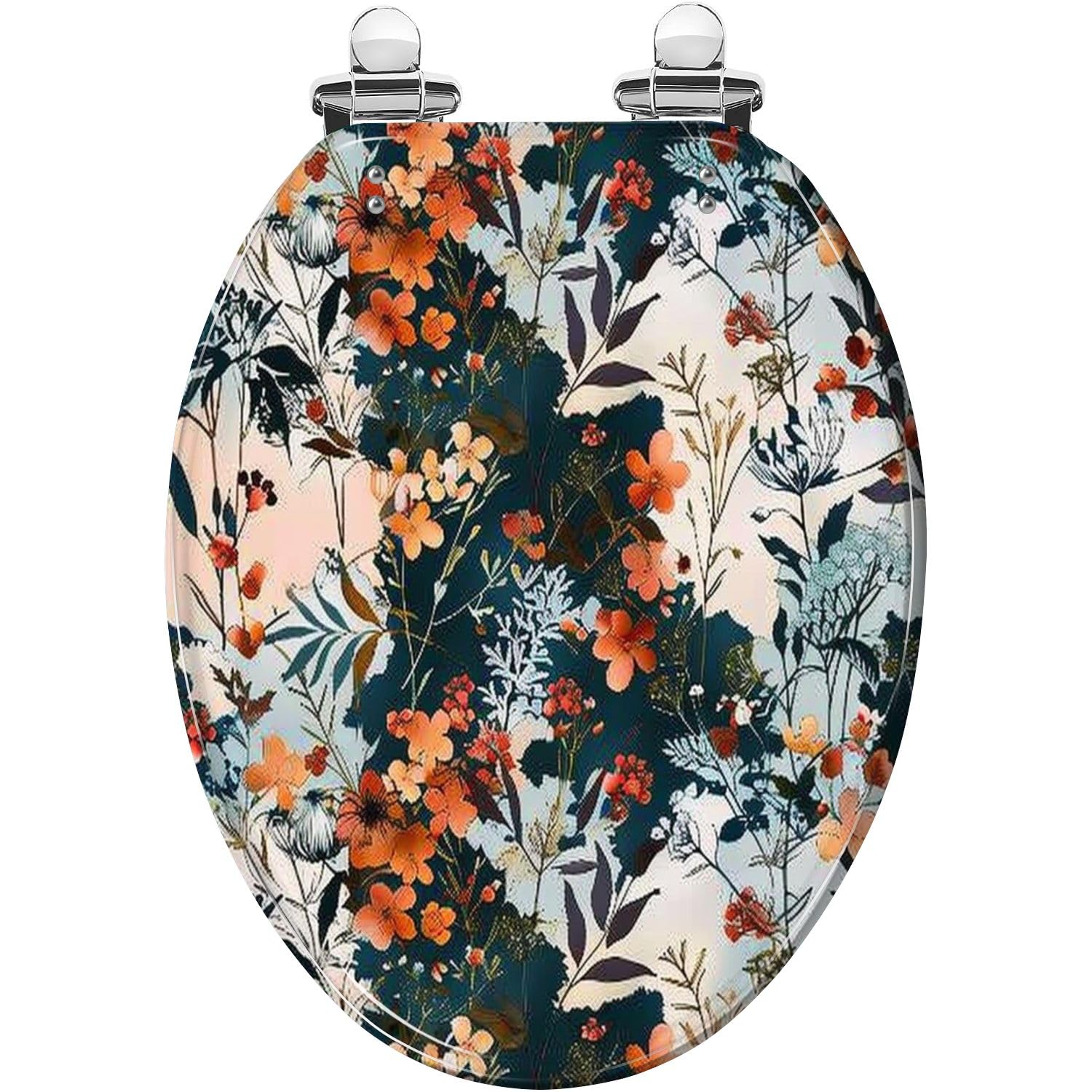 Tazyyzuu Multi1 Pink Marble Rose Gold Elongated Toilet Seat Slow Close Quick-Release Hinges(,19.5X14.5)