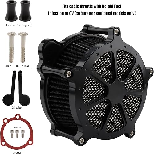 Miniatura 8 de Kit de filtro de aire negro Venturi Cut para Harley Dyna FXR Street Bob Softail Fatboy 93-2015 Touring Road King 93-2007 Twin Cam EVO