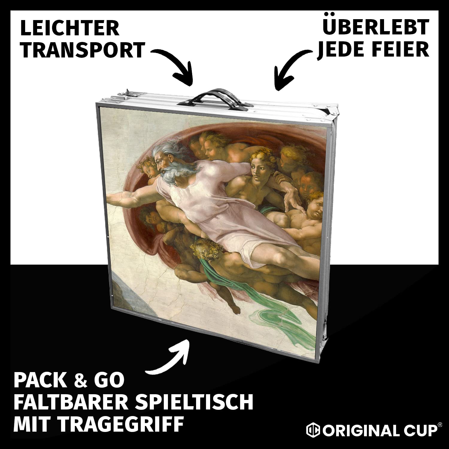 Beer Pong Offizieller Tisch God | Premium Qualität | Offizielle Maße | Wasserdicht | Kratzfest | Zusammenklappbarer | Transportabler | Party- und Aperitifspiel | Trinkspiel | OriginalCup®