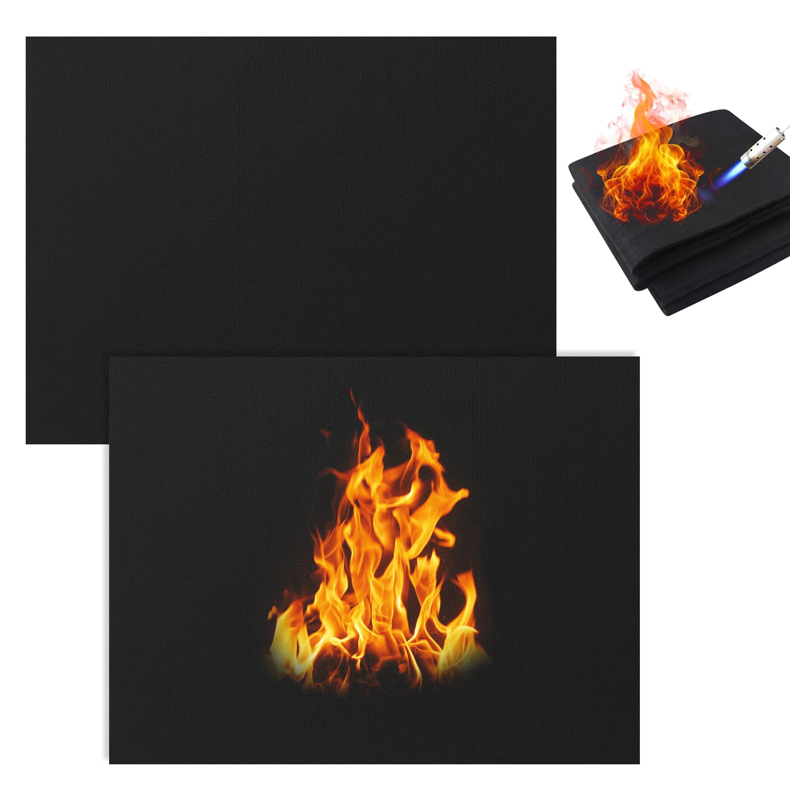 Gmhlles Black 2 Pcs Welding Blanket Fireproof Mat Heat Resistant Material Mat For Grill Soldering Welders Plumbers