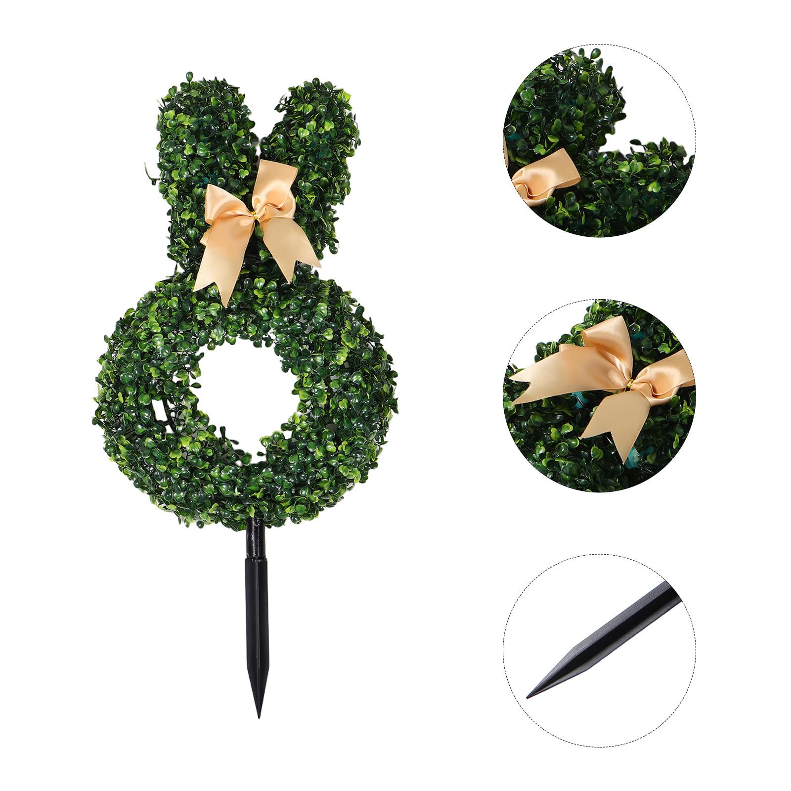 BESTonZON Künstlicher Hasen Topiary mit Stab, Grün, Kunststoff, Osterdeko