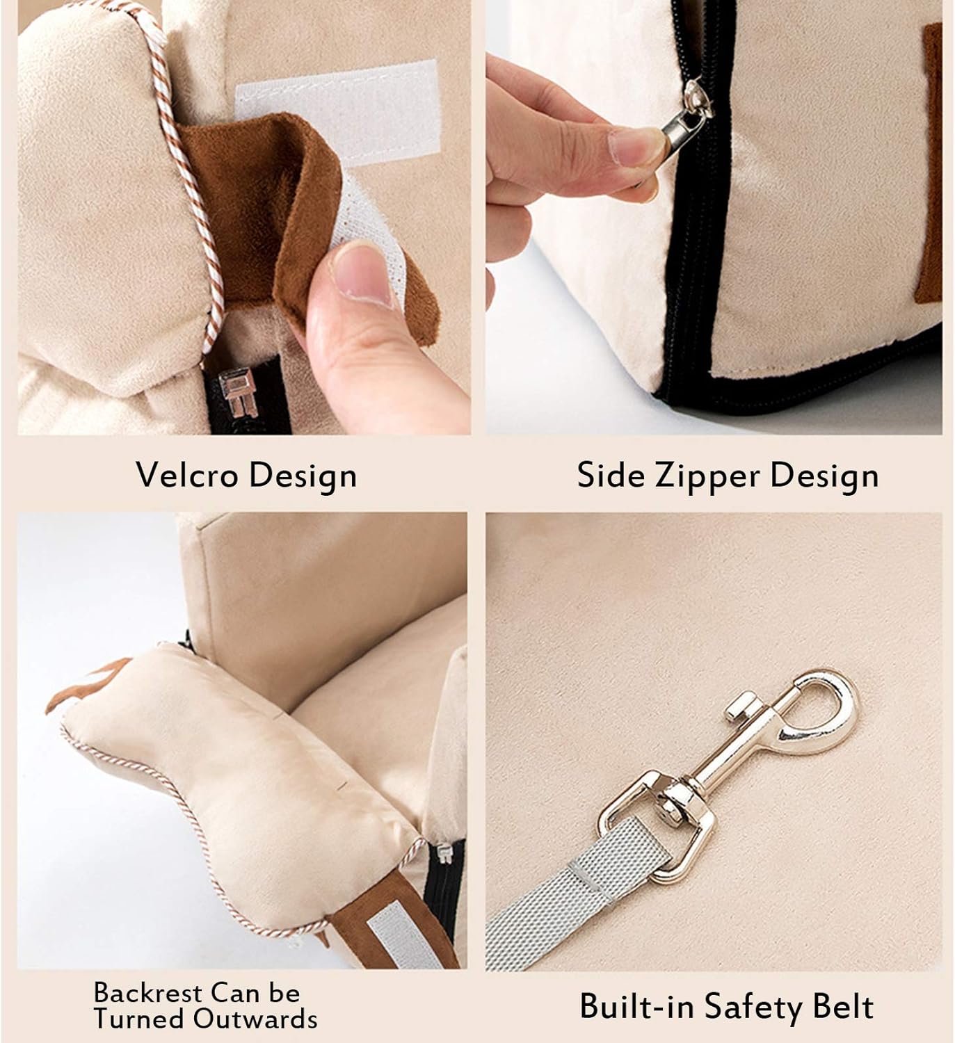 Small Dog Cat Booster Seat Puppy Travel Car Carrier Bed ON Car Armrest with Clip-On Safety Leash & Removable Washable Cover,Dog Car Safety Seats for Cat and Small Dog Up to 13 Lbs,Gray : Pet Supplies