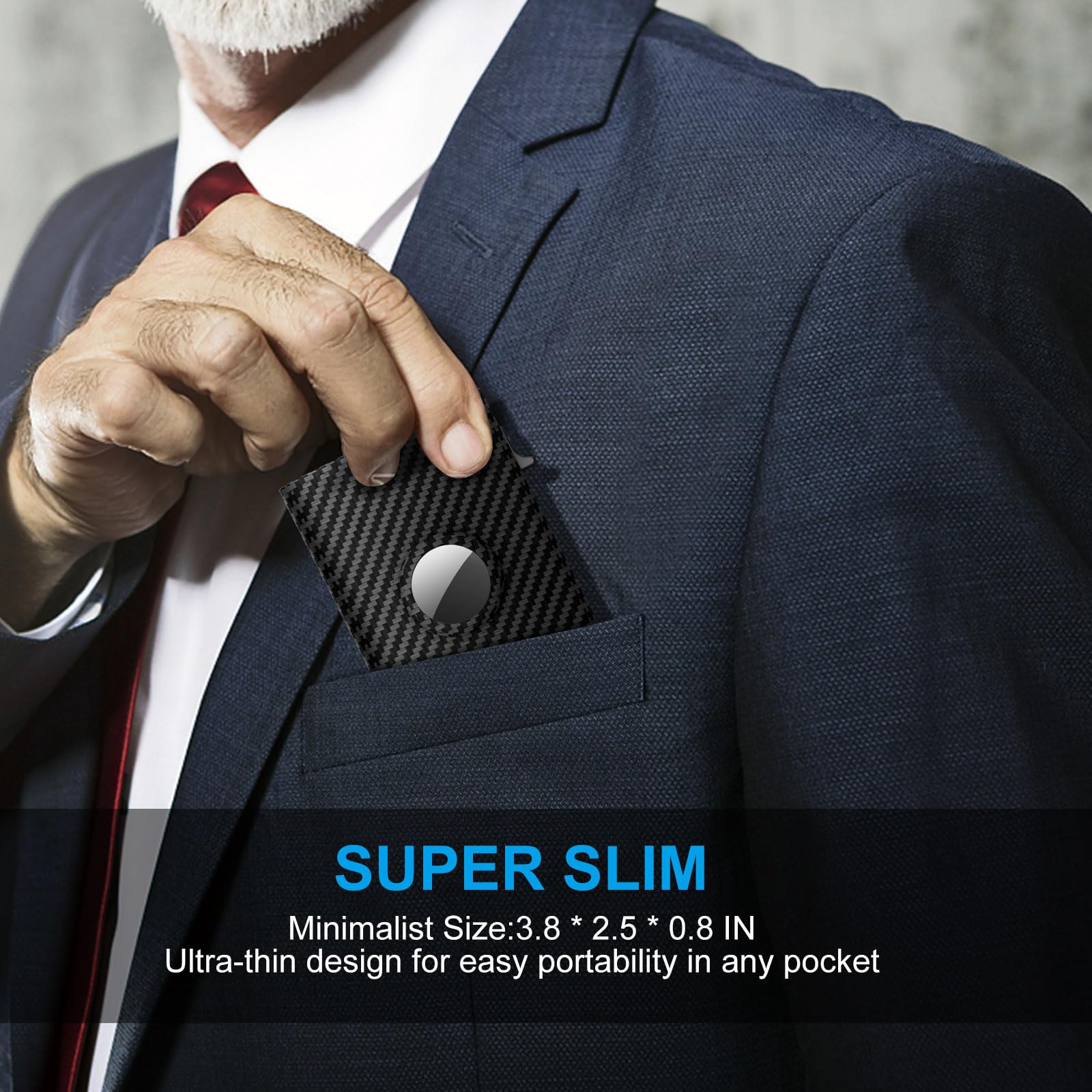 Porta Carte di Credito Uomo, Portafoglio AirTag Uomo Slim in Vera Pelle con Chiusura Magnetica, Portacarte Uomo Pop-Up Minimalista per 9-14 Tessere | Protezione RFID | Finestra ID | Slot per contanti