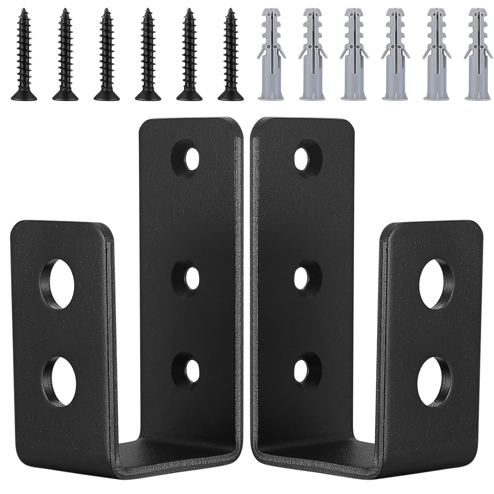 Pack of 2 Door Barricade Clamps,U Metal Door Barricade Brackets Meta,Steel U Security Door Lock Metal Angle, Brackets with Screw,Fits 2 x 4 Lumber (2pcs)