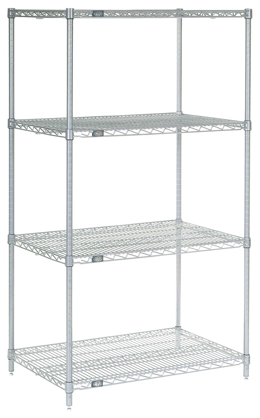 Nexel Poly-Z-Brite Adjustable Wire Shelving Unit, 4 Tier, Heavy Duty Organizer Rack Multi-Purpose Storage Shelf, 14