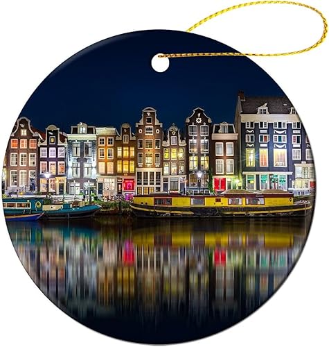 Miniatura 3 de Adornos de Navidad Amsterdam para colgar en el árbol de Navidad, adorno de porcelana de doble cara, regalo para amigostour pal