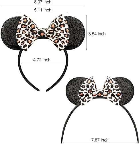 Miniatura 100 de FANYITY Orejas de ratón, diadema de lentejuelas con orejas de ratón para niños, niñas y mujeres (ZZW) Zzw,Baowen,Bf,Negro,Orejas de gato