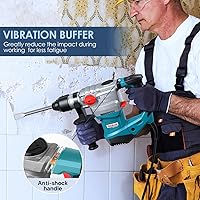 Vista 5 de ENEACRO 1-1/4 Inch SDS-Plus 13 Amp Heavy Duty Rotary Hammer Drill, Safety Clutch 4 Functions with Vibration Control Including Grease, Chisels and