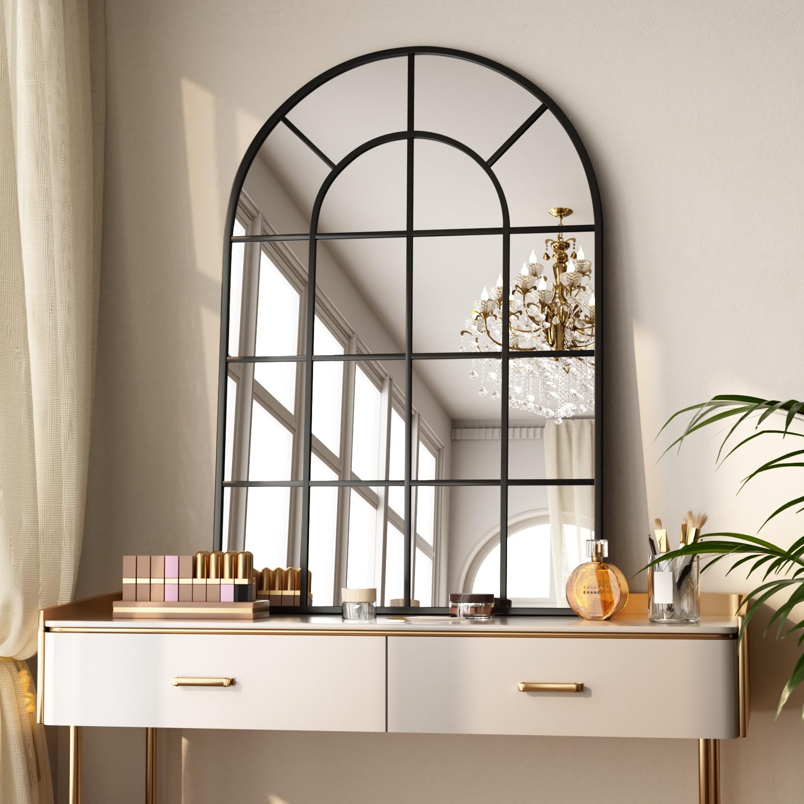 Decoratieve spiegel rond 80 cm teakhout