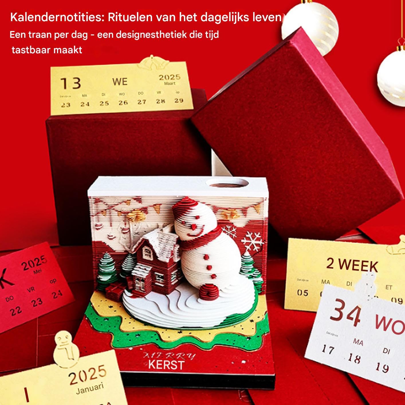 Calendario Da Scrivania 3D Calendario Avvento con Scultura di Carta Babbo | Scultura da Scrivania per Bambini Adulti Studenti Decorazione per Casa Ufficio Festività e Studio Scrittura