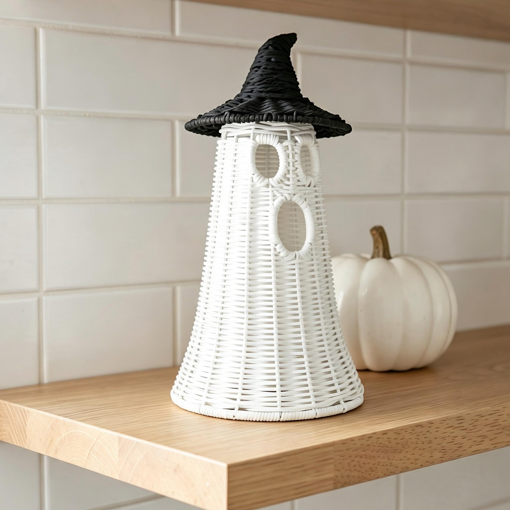 Angoily Adorno Fantasma de Paja Tejido, Figura de Halloween para Mesa y