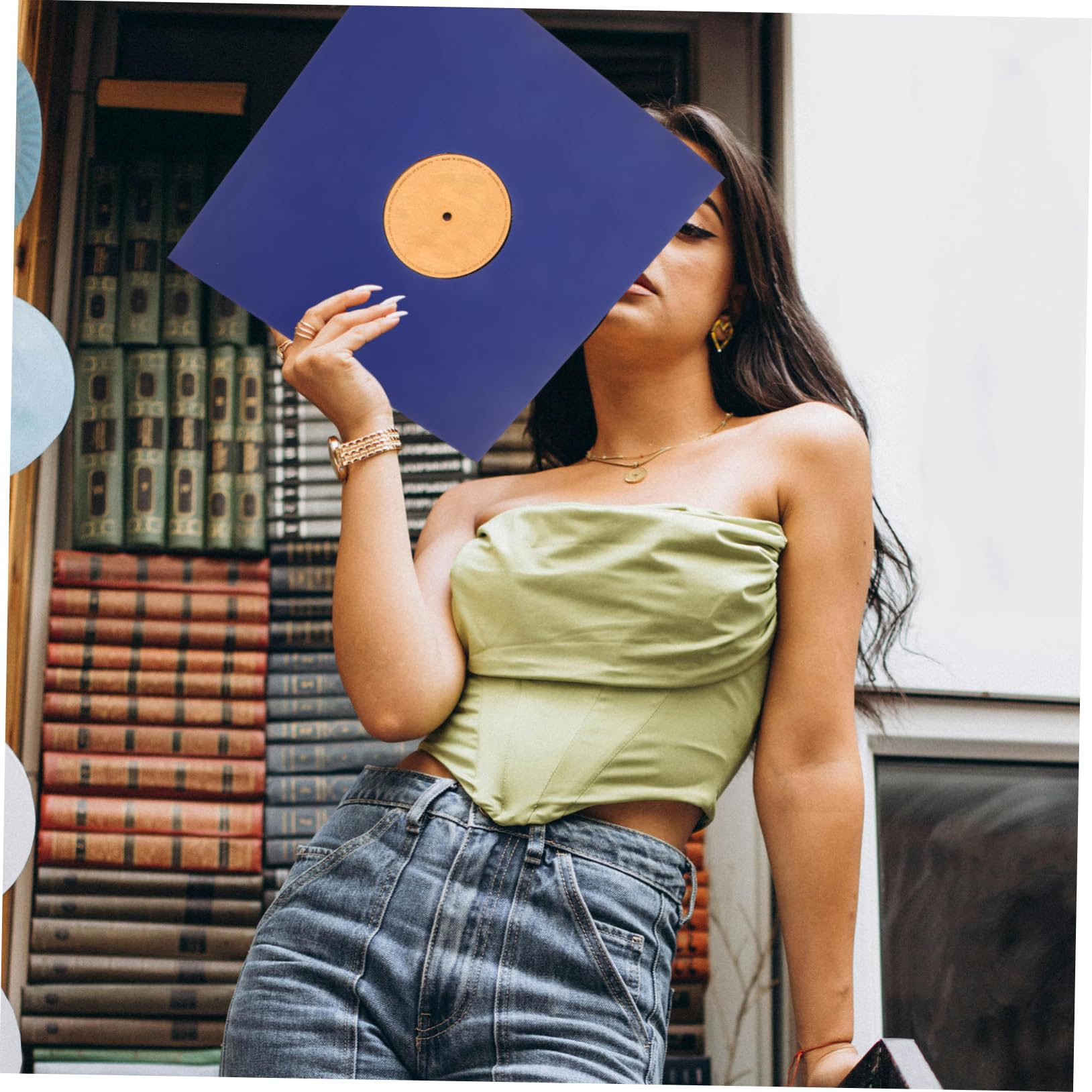 TOYANDONA Custodia Giacca per Vinile 12 Pollici in Carta Kraft Blu, Set da 10 Pezzi, Custodia Protettiva per Dischi Long Play Facile da Usare e Antipolvere per Collezioni Rock