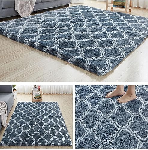Alfombra suave y esponjosa para habitación de niños, antideslizante, de pelo largo, moderna, para interiores, hogar, sala de estar, dormitorio,