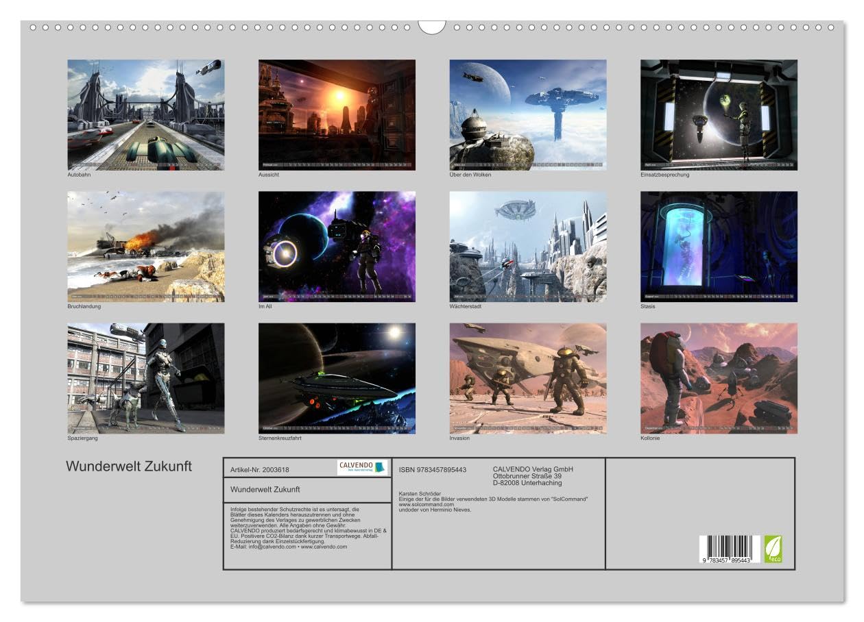 Wunderwelt Zukunft (Wandkalender 2026 DIN A2 quer), CALVENDO Monatskalender: Eine Bildgewaltige Reise in die Zukunft und zu fremden Welten. Ein ... Fan von Science Fiction. (CALVENDO Kunst)