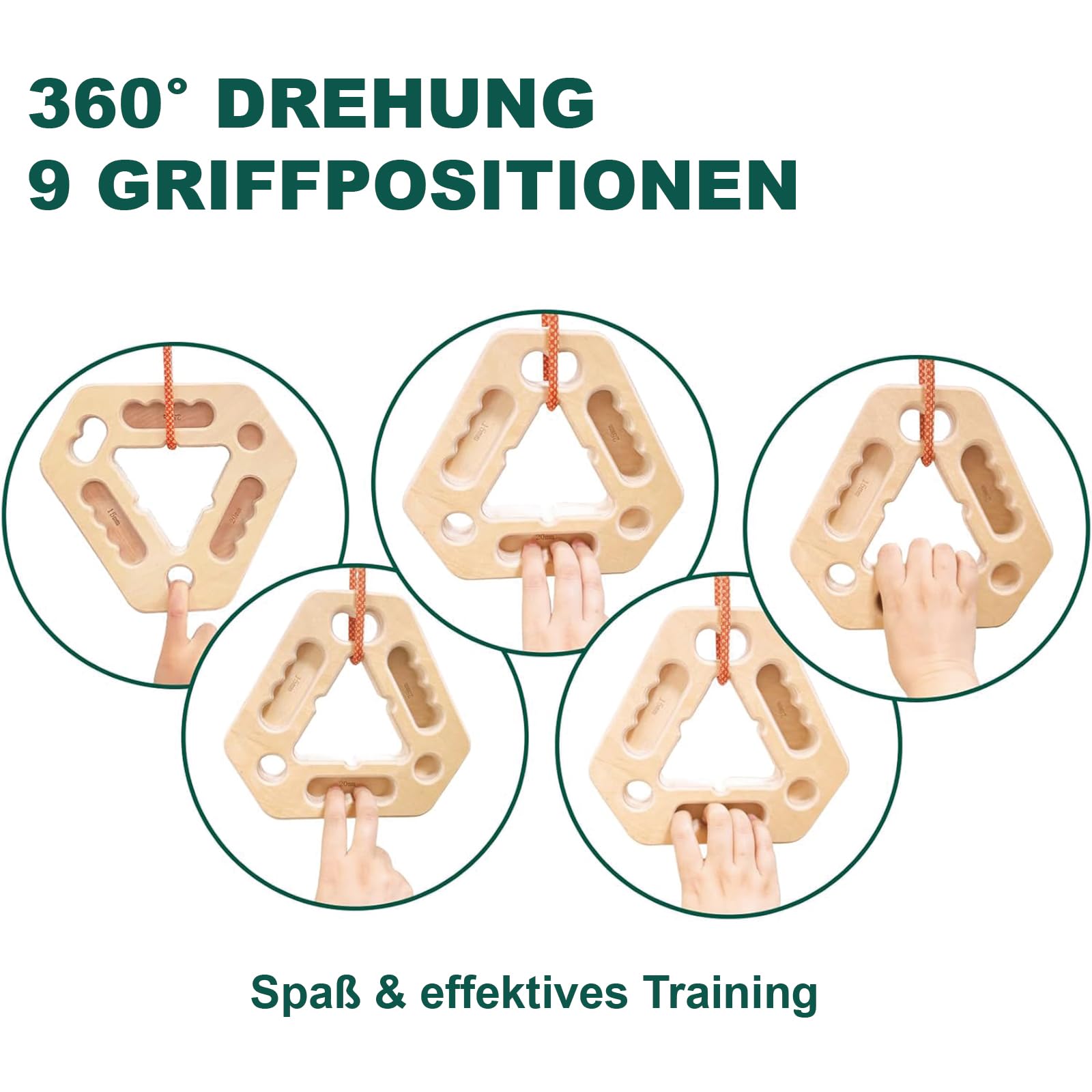 Tragbares hölzernes Hänge brett Holzgriff-Kletterbrett für Finger training Aliba