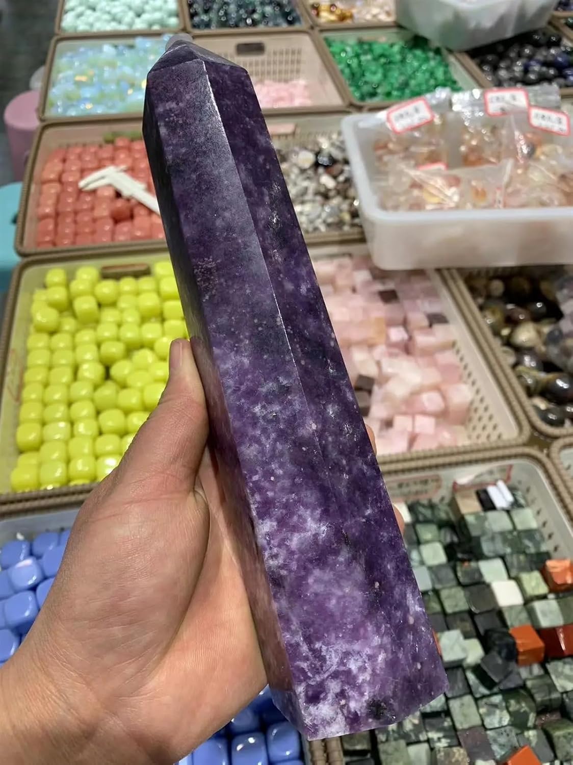 Purple mica Pillar Crystal Rod Office Decoration Crafts Gifts Aura Ornaments Home Decor(700-750g)