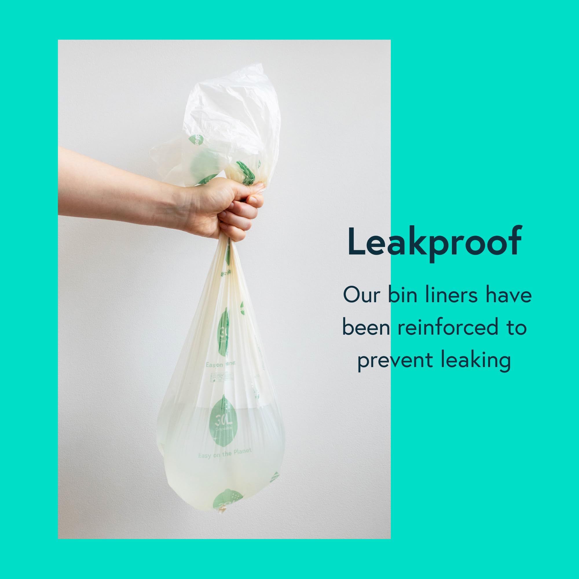 SEEP Bolsas de basura compostables de 30 litros, 10 bolsas de 75 bolsas – Bolsas de basura ecológicas de 30 L – Bolsas de basura grandes – Bolsas de basura transparentes biodegradables de 30 L | 10