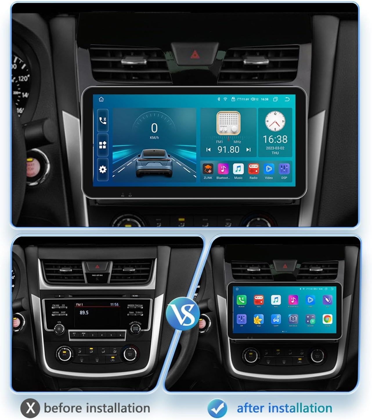 ,Core(4g+32g),10,33" radio samochodowe Android 15 do Nissana Altima Teana 3 2013-2018, bezprzewodowy CarPlay, Android Auto, Bluetooth, WiFi, GPS, FM, kamera cofania