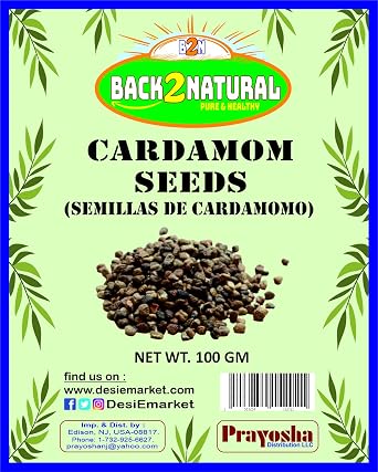 Back2Natural Cardamom Elachi Decorticated Seeds Indian Spice 3.5oz 100g  All Natural | Vegan | Gluten Friendly | NON-GMO | Indian Origin
