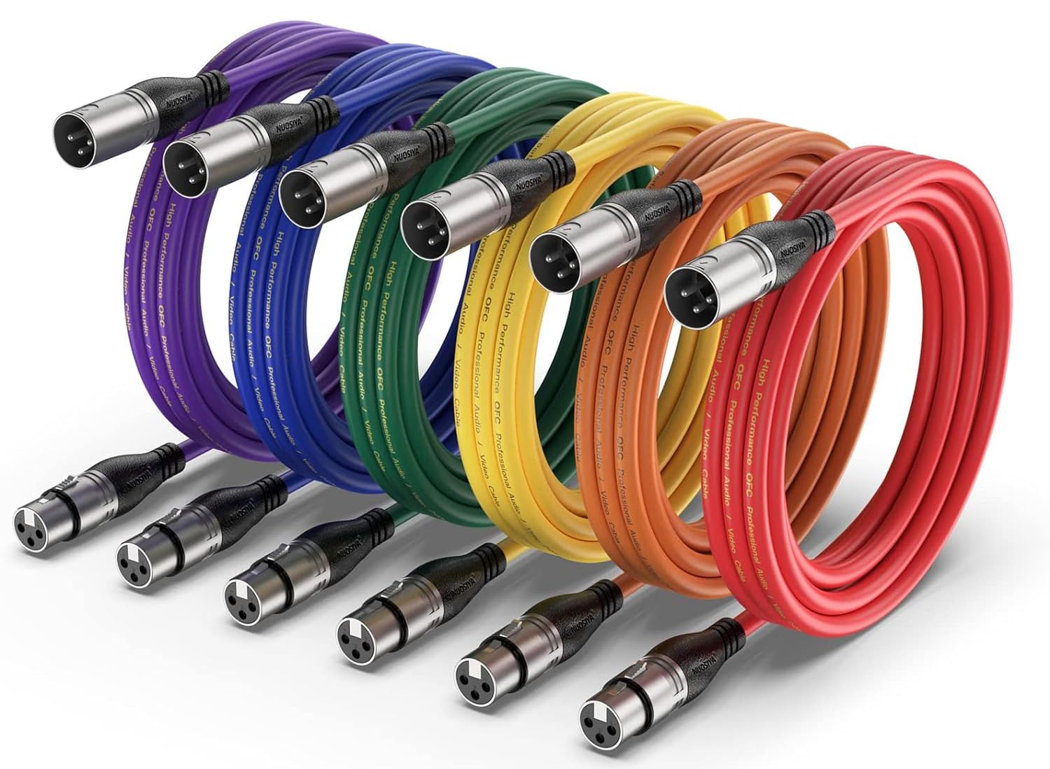 Cable XLR 3m 6 couleurs Cable Microphone XLR Male Femelle Compatible avec Microphone Enceinte Caméra Table de Mixage Amplificateur Audio Studio Enregistrement
