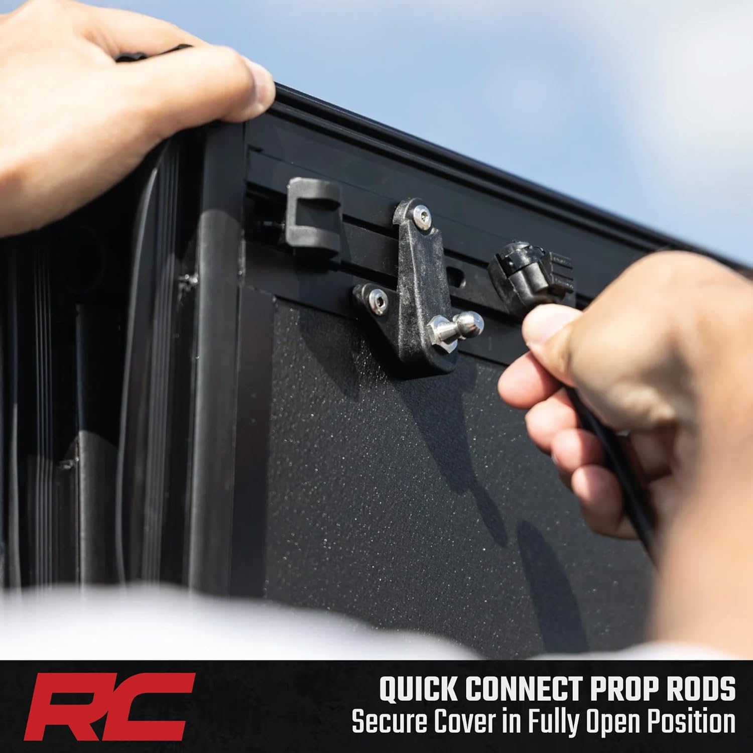 Rough Country Hard Flip-Up Tonneau Cover for Toyota Tacoma (2016-2023) - Flush Folding Aluminum Bed Cover