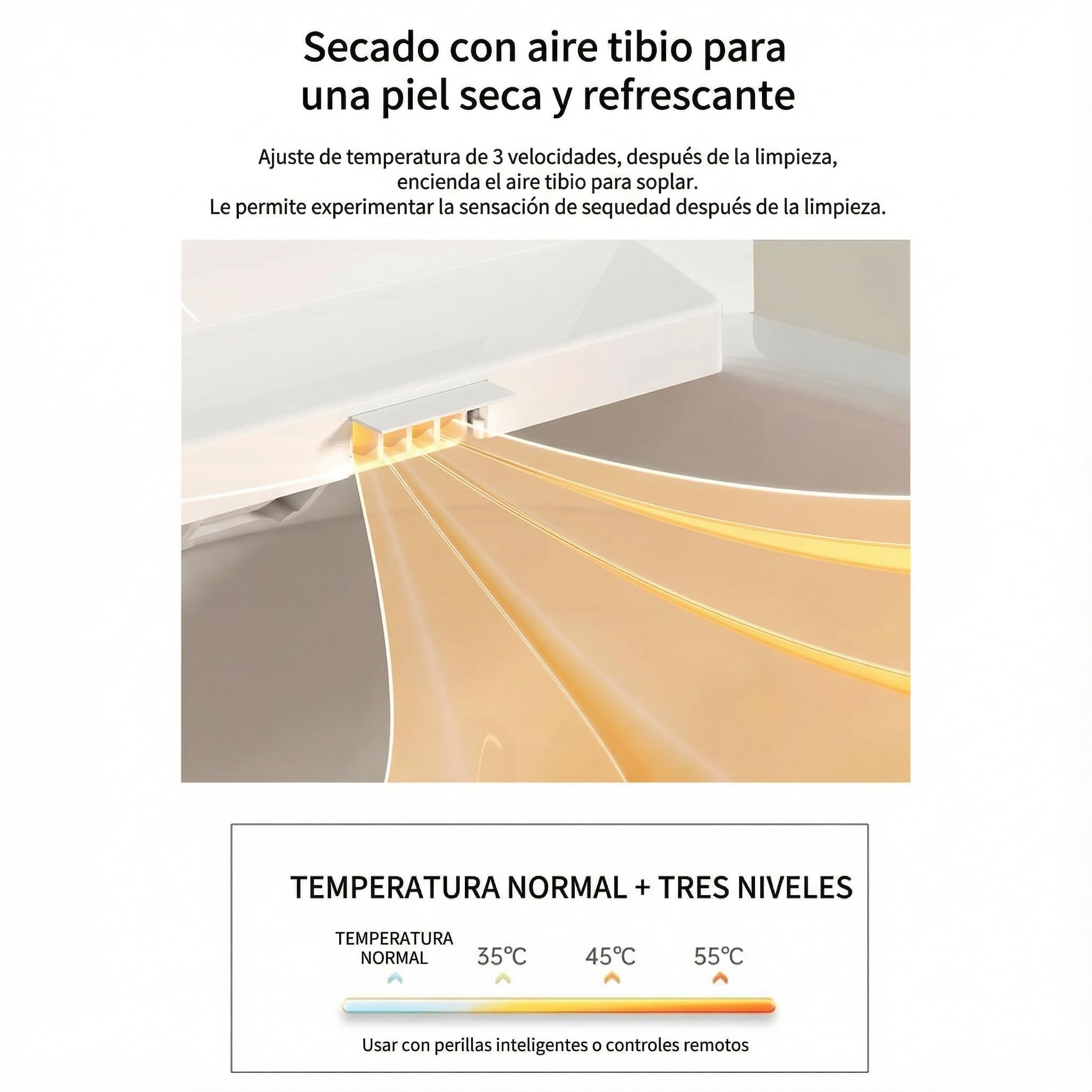 Abattant WC intelligent - Siège WC japonais avec jet d'eau et séchage - Bidet électrique avec siège chauffant, lumière nocturne et télécommande - Installation universelle, chute amortie (Bl