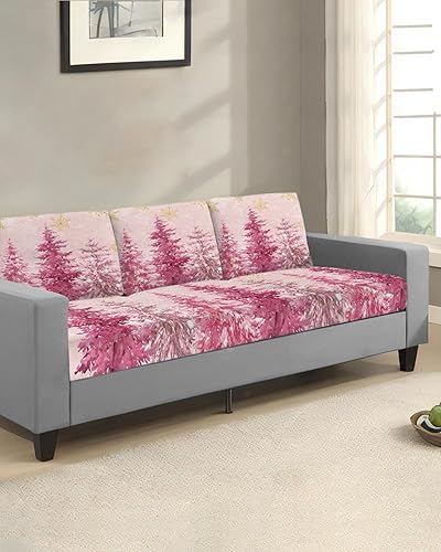 Miniatura 2 de Fundas de cojín para sofá con diseño de árbol de Navidad, funda elástica para sofá con parte inferior elástica, diseño de árbol de Navidad, copos de