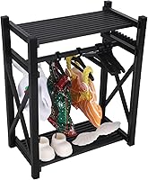 Sinbana Doll Closet Wardrobe Black: Detachable Plastic Organizer with 10 Mini Hangers for Doll Clothes Storage & Display