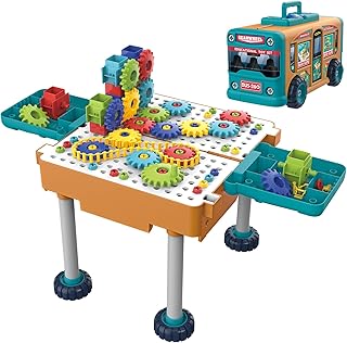 Aigitoy Building Blocks for Toddlers 1-3, Building Block Table, Take Apart Car Toys with Storage, Blocks Building Preschool Sensory Learning Montessori Autism Toys for Toddlers Kids Ages 3-5, 5-7