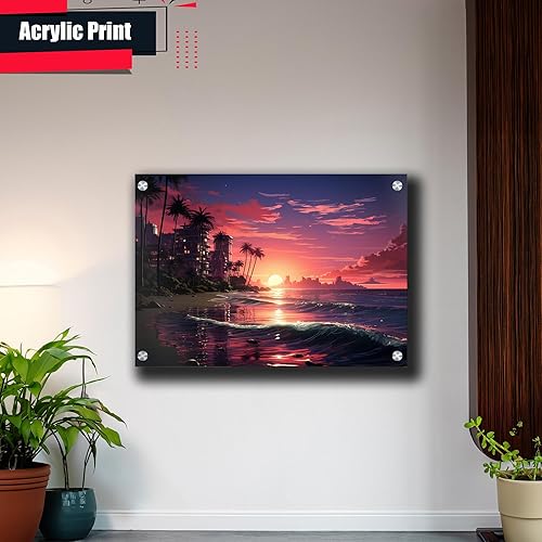 Miniatura 4 de Neon Sunset Vibes Florida Synthwave Sunset Framed poster Print, Retro Miami Style Wall Art, Wall Art, Art Print