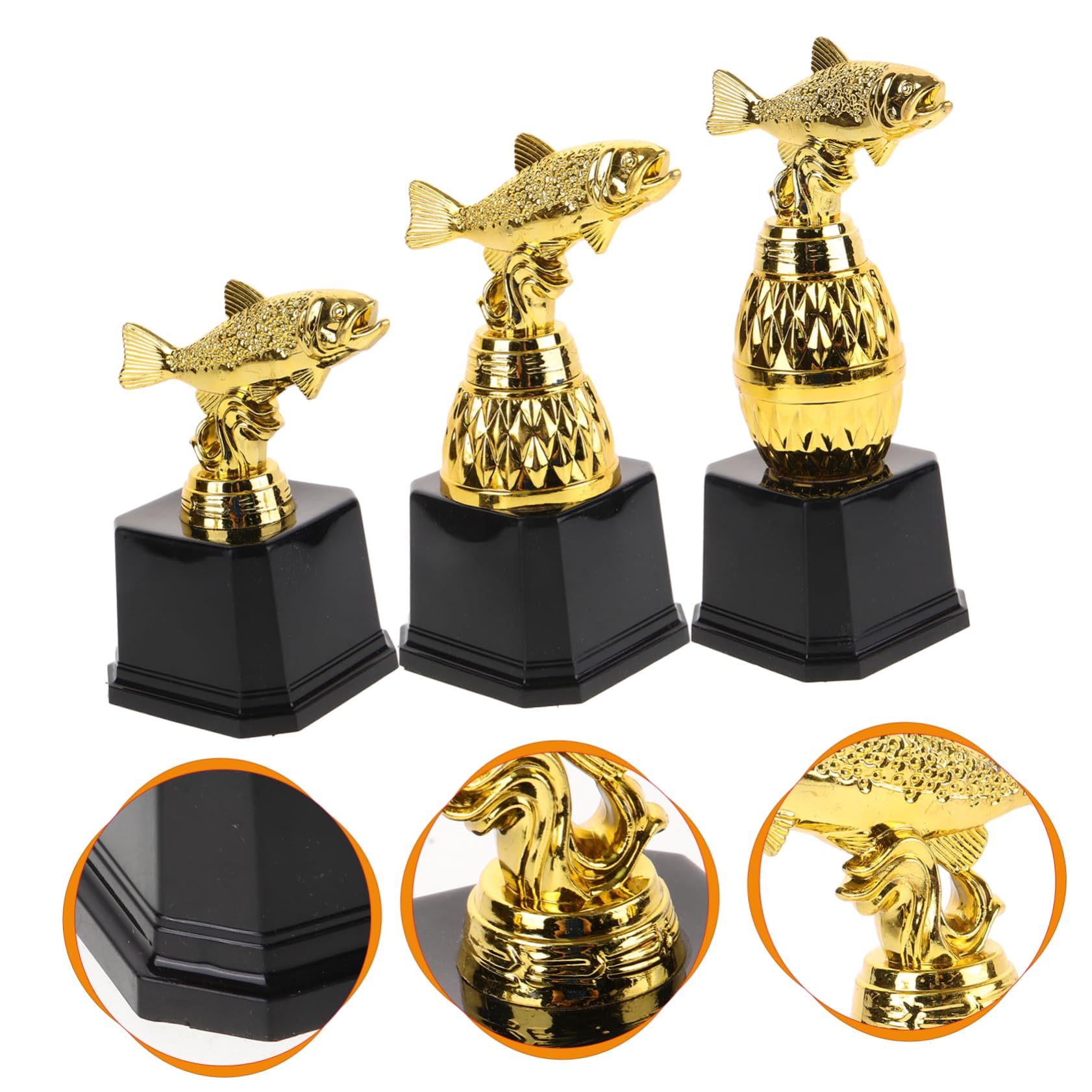 Toddmomy 3 Stück Pokal aus Kunststoff mit Realistischem Fischdesign als Siegerpokal für Angelwettbewerbe und Partyspiele für Kinder
