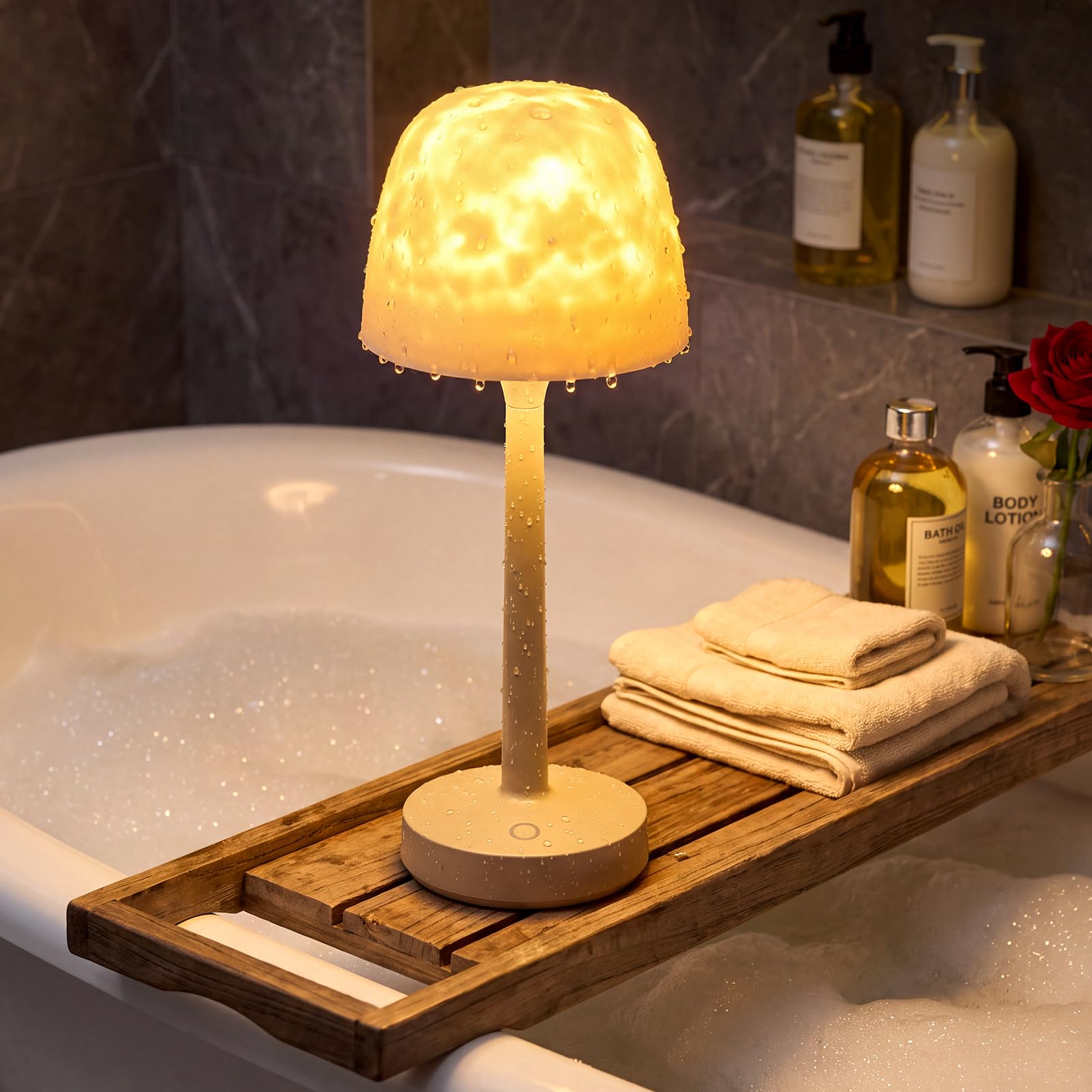 Warmiehomy Waterproof Shower Lamp, RGB Ocean Wave Projector for Bathroom
