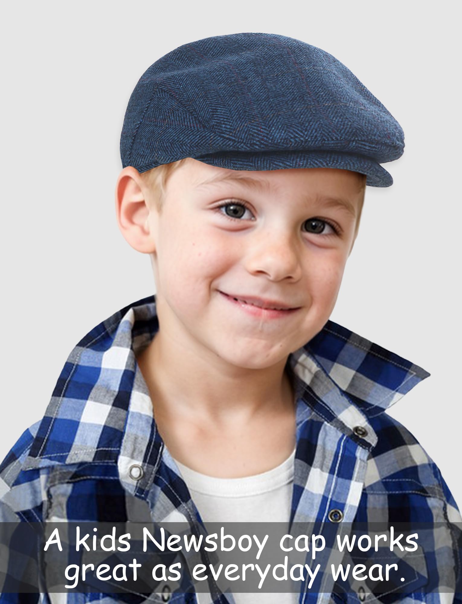 Maeau Berretto Tweed per neonato/bambino, berretto piatto cappello da bavero traspirante regolabile cappello Newsboy Gatsby vintage protezione solare cappello fodera morbida, diverse stagioni, S-L/1