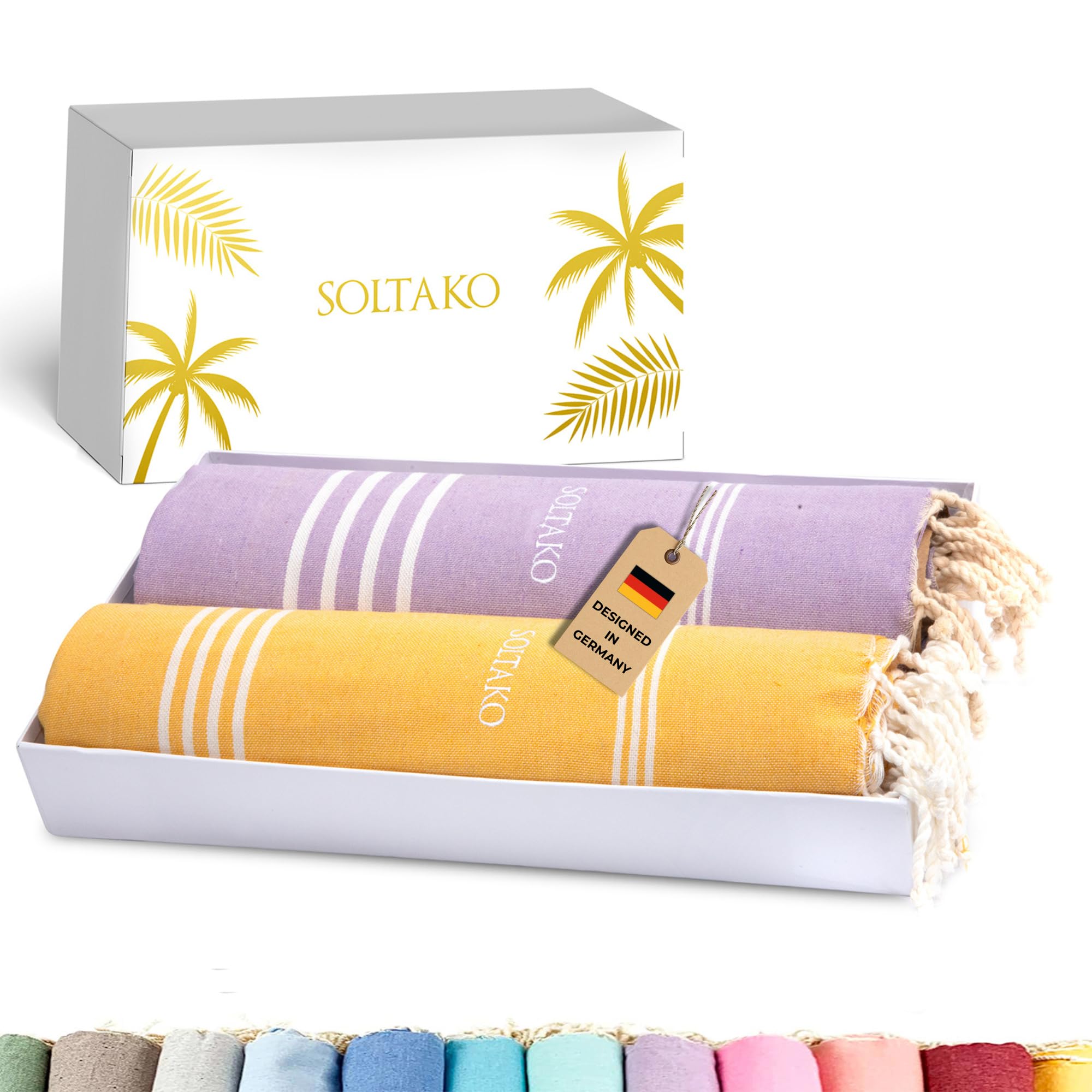 SOLTAKO Hamamtuch groß 100x200 Strandtuch Set Saunatuch Saunahandtuch Badetuch Strandhandtuch Picknickdecke Yogatuch Baumwolle Extra Leicht Damen & Herren